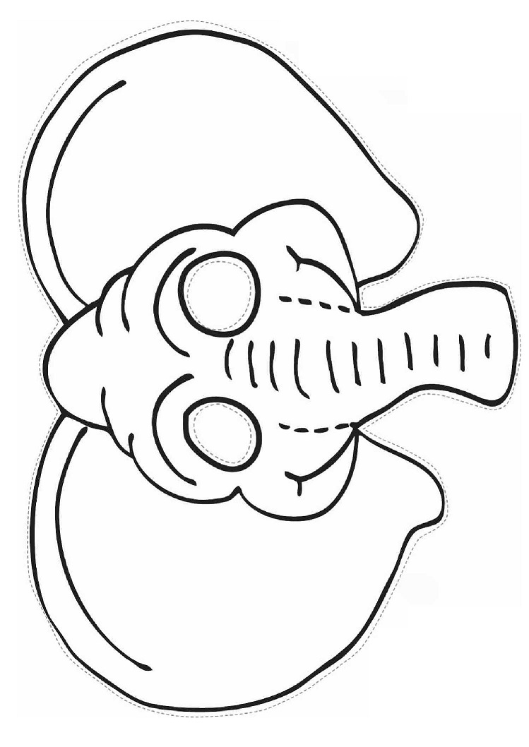 Çocuklar İçin  Fil Hazır Maske Şablonları 